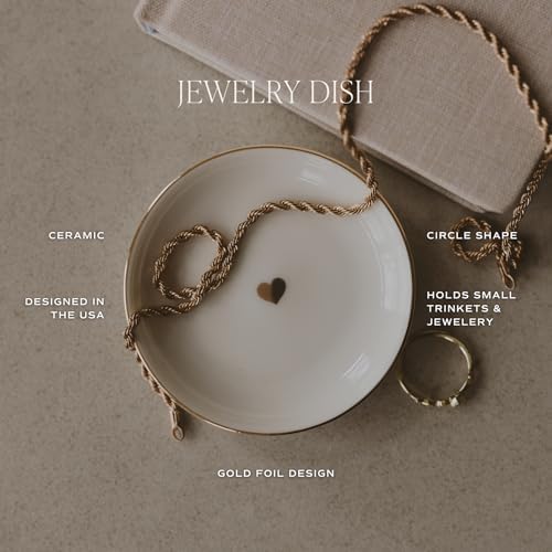 Sweet Water Decor Jewelry Dish, Ceramic Trinket Tray with Gold Foil Leaf Design, 3” Ring Holder for Earrings and Small Keepsakes, Elegant Gift for Bridesmaids, Weddings, Anniversaries, Birthdays - Image 3