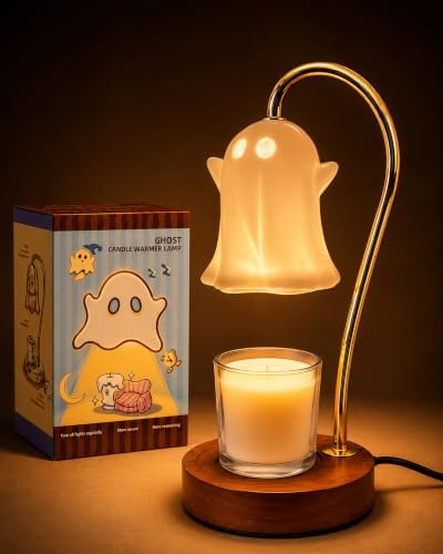 Ceramic Ghost Candle Warmer Lamp with Timer, Spooky Cute Wax Melter by Unknown