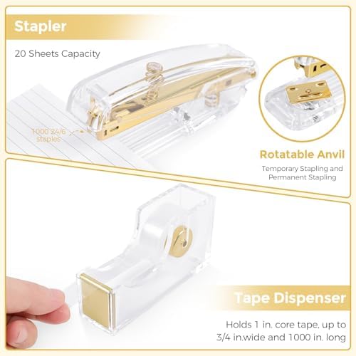 SKYDUE Gold Office Supplies Set with Pencil Holder for Desk - Image 4
