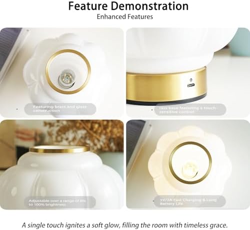 Mushroom Lamp, Cordless Rechargeable Table Lamp for Bedroom & Nightstand, 4W Dimmable Bedside Light, Small Mid Century Modern Desk Lamp for Living Room & Home Decor - Image 5