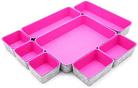 Welaxy Hot Pink Drawer Organizers 8pc Desk Tray Makeup Office Storage Bin - Image 2
