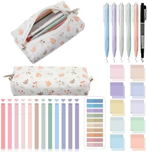 Jutom 39 Pcs Aesthetic Book Annotation Kit,Beige,Floral Style by Jutom