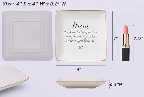 Ceramic Jewelry Tray & Ring Dish by Mom Gifts-Thank You, Birthday, Wedding & Christmas Trinket Holder for Mother, New Mom, Mother-in-Law & Bonuses - Image 5