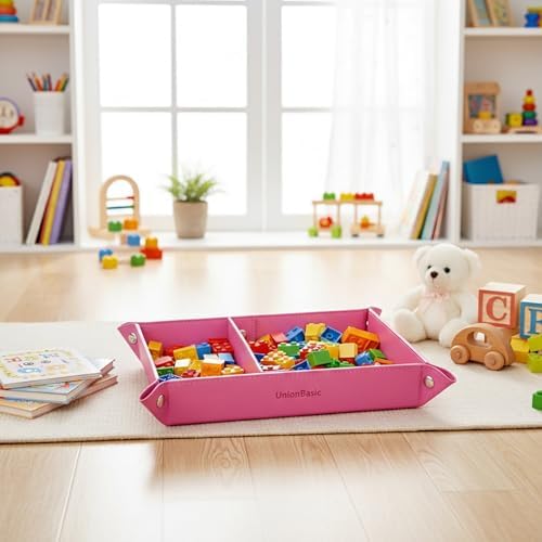 UnionBasic Medium Jewelry Tray for Rings Watches Earrings, Entryway Catchall Caddy for Coins Keys Change, Nightstand Bedside Valet Holder, Trays for Electronic Gadgets, Roseo Plus - Image 4