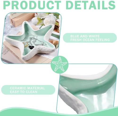 OSOPOLA Ceramic Starfish Jewelry Tray Ocean Ring Holder Dish Key Tray - Image 3