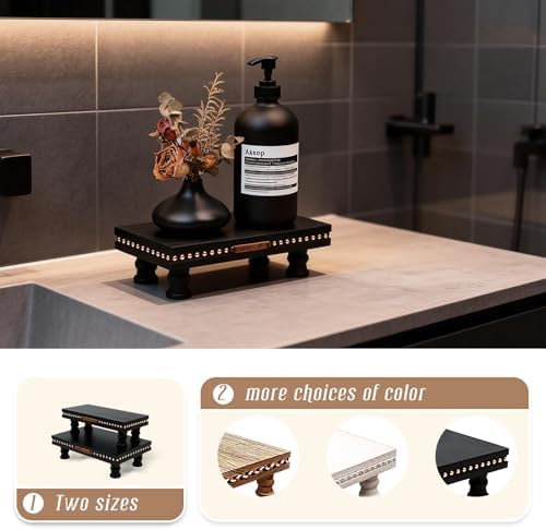 Bathroom Tray Pedestal Stand, Waterproof Wood Riser for Bathroom Counter - Image 5