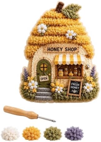 Whimsical Village 3D Poke Art Kit, DIY Cottagecore Fabric Craft Set for Adults, Beginner Friendly Storybook Art Project, Floral Mushroom House Craft Hobby, Multiple Cute Designs for Relaxation, F - Image 6