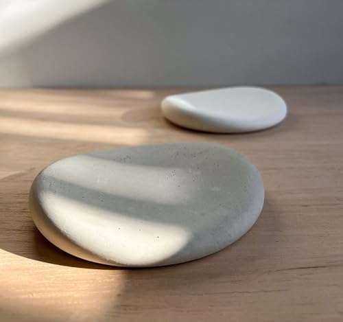 Pebble Concrete Tray, Organic Cement Tray, Nightstand Catch All, Jewelry Display, Chunky Trinket Tray, Ring Dish, Chubby Dish, Nordic Decor, Japandi Homewares - Image 6
