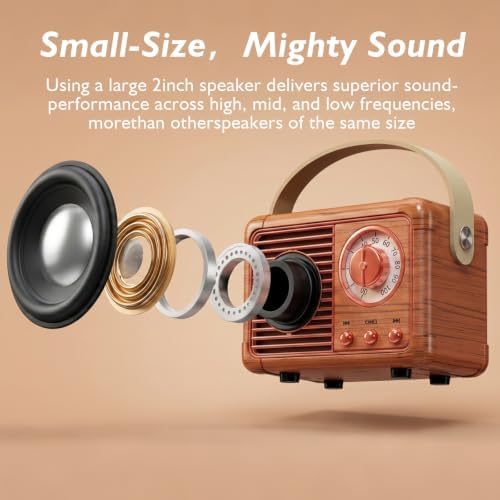 Dosmix Retro Bluetooth Speaker,Vintage Decor,Small Gift for Women Men Teens - Image 5