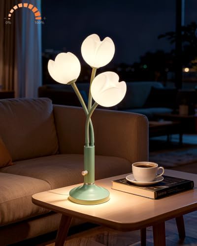 Lightdot Flower Green Table Lamp Dimmable 3 Bulbs Included Gift for Nursery - Image 5