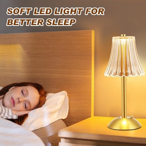 Liliful 4 Pcs Cordless Table Lamp LED Touch, Gold, Rose Style - Image 5