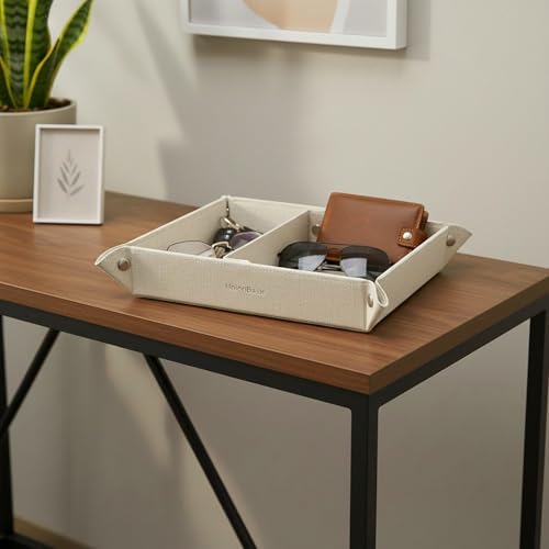 UnionBasic Medium Valet Tray, Jewelry Tray for Rings Watches Earrings, Entryway Catchall Caddy for Coins Keys Change, Nightstand Bedside Valet Holder, Trays for Electronic Gadgets, Beige Plus - Image 5