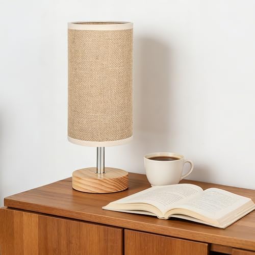 Bedside Table Lamps, Table Lamp for Bedroom, Lamps for Night Stands with Linen Lampshades, Small Table Lamp for Living Room, Office (Bulb Excluded) (Brown) - Image 5