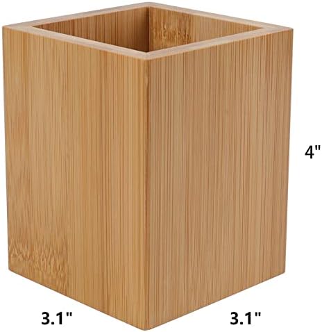 Tosnail 2 Pack Bamboo Pen Holder Pencil Holder for Desk, Makeup Brush Organizer Marker Pen Storage Cup for Office, School and Home - Image 2