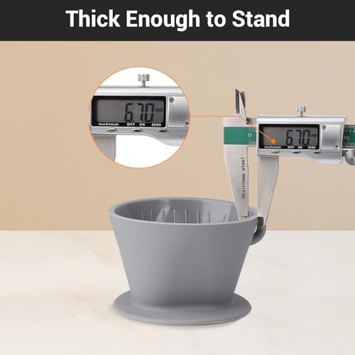 Segarty Silicone Coffee Dripper, Gray Single Cup Pour Over Coffee Maker with Storage Pouch, Size NO.2 Reusable Cone Drip Filter Holder Slow Brewer with 3 Holes for Travel, Camping, Backpacking - Image 4