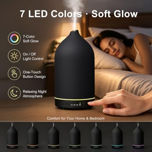 Gooamp 200ML Ceramic Essential Oil Diffuser for Home, Stone Diffuser 2 Pack - Image 5