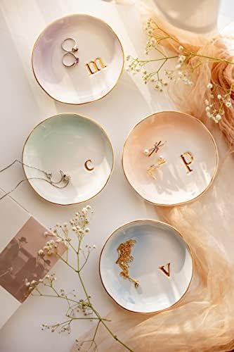 COLLECTIVE HOME - Ceramic Jewelry Tray, Decorative Trinket Dish for Rings Earrings Necklaces Bracelet Watch Keys, Birthday Mother's Day Christmas Gift for Women, 4.75", Colored Surface (N) - Image 3