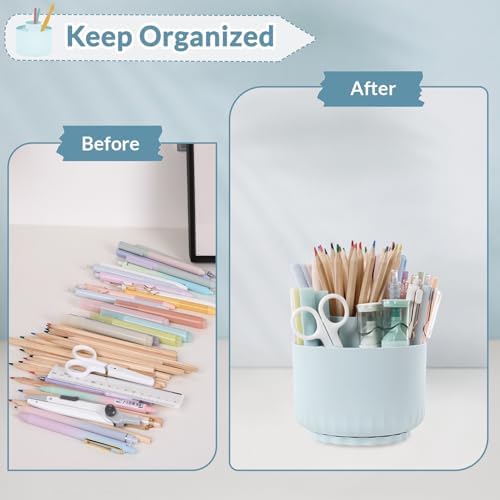 SKYDUE 360 Degree Rotating Desk Organizer, Dual-Purpose Pencil Pen Holder for Desk, Rotating Pencil Cup with 5 Slots, Office Supplies, Desk Decor for Office, School, Home - Image 4