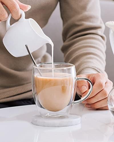 LIBWYS 4 Pack Double Walled Coffee Cups Glasses Mug 12oz Borosilicate Glass - Image 3