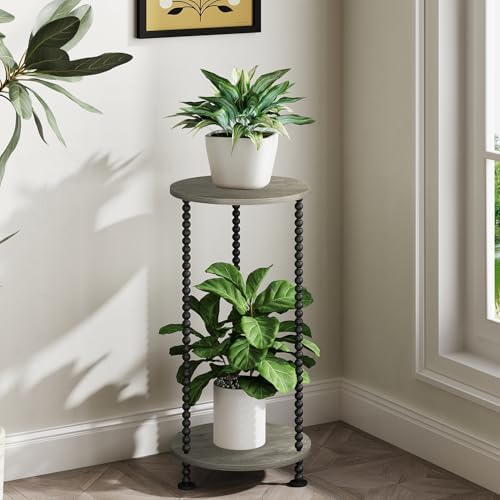 YINMIT Plant Stand Indoor, 2 Tier Small Plant Stand with Metal Spindle Leg - Image 5