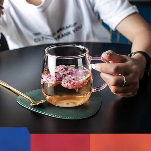 Clear Glass Mug with Handle, Pink Handle/16oz, borosilicate glass mug for large glass coffee mugs with handles, beverage mugs with handles or as a gift!… - Image 3