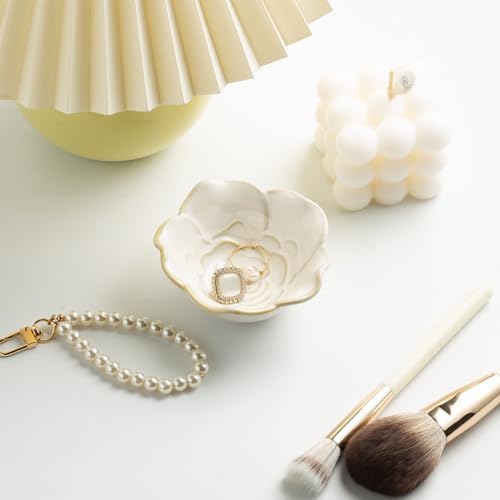 Mecaikru Ceramic Flower Jewelry Dish, 3.5 in Ring Tray with Gift Box & Card - Image 2