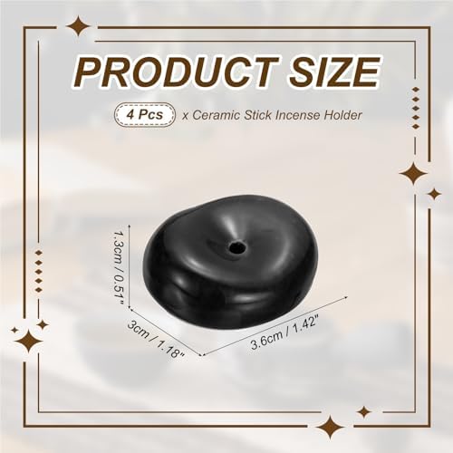 uxcell 4Pcs Ceramic Incense Holder Stick Incense Burner Holder Black - Image 2