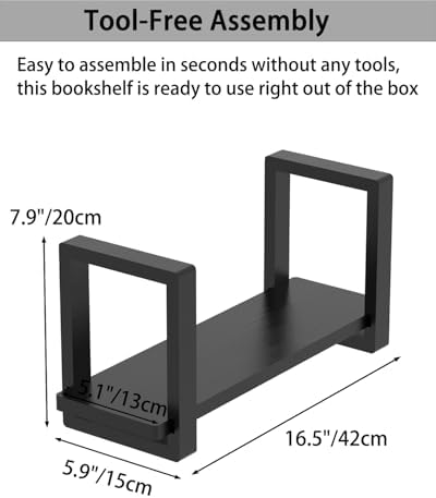 100% Solid Wood Adjustable Desktop Bookshelf, Retro Tabletop Bookshelf, Desk holder Shelf for Living Room, Home, Office, Perfect for Magazine, Books, Cookbooks, No Tools Required to Assemble (Black) - Image 3