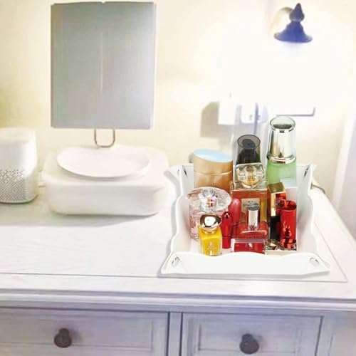 Valet Tray for Men Women - PU Leather Travel Catchall Tray Organizer - Desk Bedside Nightstand Storage Box for Jewelry Key Phone Remote Controller Wallet Watch Glasses Coin Readers -White - Image 6