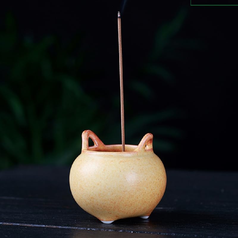 Incense Holder Modern Minimalist Circular Incense Stick Burner for Cones or Sticks for Yoga & Meditation, Enhance Atmosphere,Ceramic Ash Catcher Yellow - Image 6