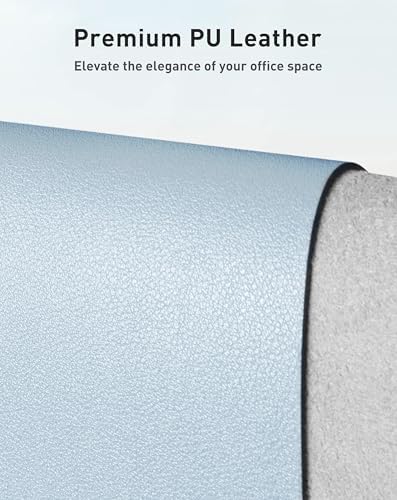 Aothia Faux Leather Desk Mat - Large Mouse Pad, Non-Slip PU Leather Blotter, Waterproof Writing Surface for Office and Home (Baby Blue, 63" x 24") - Image 2