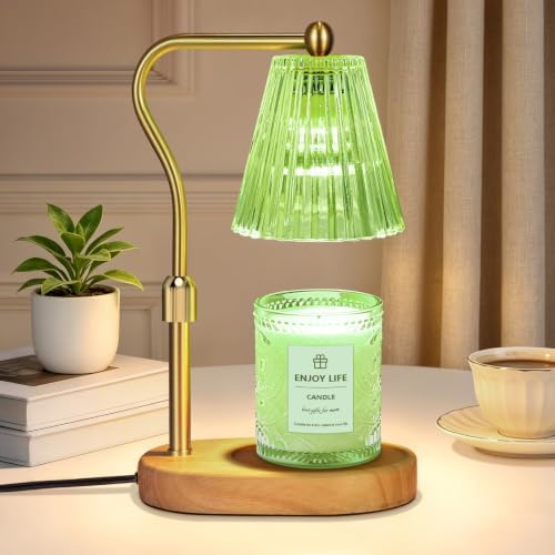 seenlast Green Candle Warmer Lamp with Timer Dimmer Adjustable Height,Birthday Gifts for WomenElectric Wax Warmer Vintage Home Decor for Scented Jar Candles by seenlast