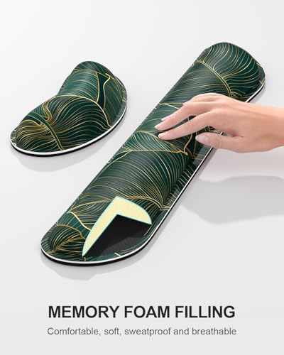 Auhoahsil Large Mouse Pad with Wrist Rests for Keyboard & Mouse, Thick Soft Ergonomic Memory Foam Wrist Supports, Big & Long Desk Mat 35.5 x 15.7 in, for Office Gaming Computer, Tropical Leaf - Image 5