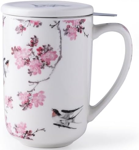 AmorArc Tea Cup With Infuser and Lid, 18oz Loose Leaf Tea Mug With Steeper by AmorArc