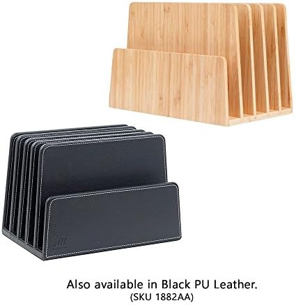 MobileVision Bamboo Desktop File Folder Organizer and Paper Tray, 5 Slots - Image 6