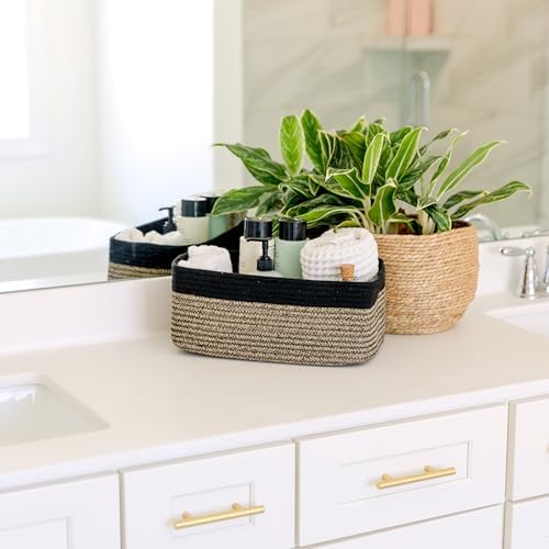 NaturalCozy 13.5”x8.5”x5.5” Rectangle Storage Baskets for Shelves 3 Pack | Cotton Rope Woven Small Baskets for Organizing | Small Storage Bins for Nursery, Bathroom, Closet, Shelf, Decorative - Image 5
