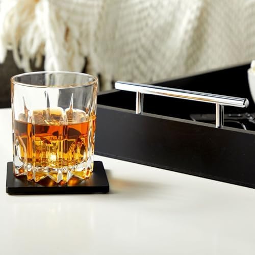 Juvale Wooden Serving Tray - 15.7 x 11.8 x 3.1 in, Black Rustic, Includes 2 Coasters - Decorative Tray with Interchangeable Gold & Silver Handles - Sofa & Ottoman Use, Coffee Table Decor - Image 5