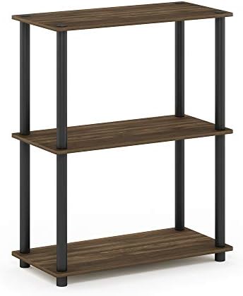 Furinno TURN-N-TUBE Storage Shelves, 3-Tier Book Shelf, Corner Shelf, Toolless Open Shelves, for Organization and Storage, Living Room, Garage, Home Office, Columbia Walnut - Image 4
