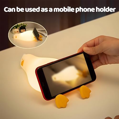Rytinazzz Silicone Night Light for Kids, 50H Long Battery Duck Lamp (Lying), Gift for Kids, Soft Dimmable Bedside Light, Rechargeable Tap Control - Image 6