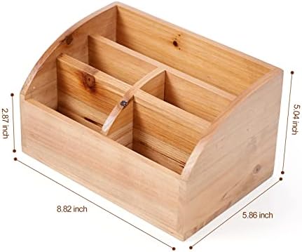 Farmhouse Solid Wooden Mail Sorter Wood Desk Organizer TV Remote Holder Rustic Vintage Caddy Mail Basket Storage Caddy for Bills, Kitchen, Desktop, Workspace Counter Top Home Decor Office Supplies…… - Image 2