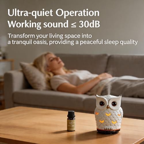 Ceramic Essential Oil Diffuser 200ML - Ultrasonic Aromatherapy Diffuser with 7 Color LED Lights, Whisper Quiet Cool Mist Humidifier for Bedroom Office, Auto Shut-Off Timer Ceramic Diffusers for Home - Image 4