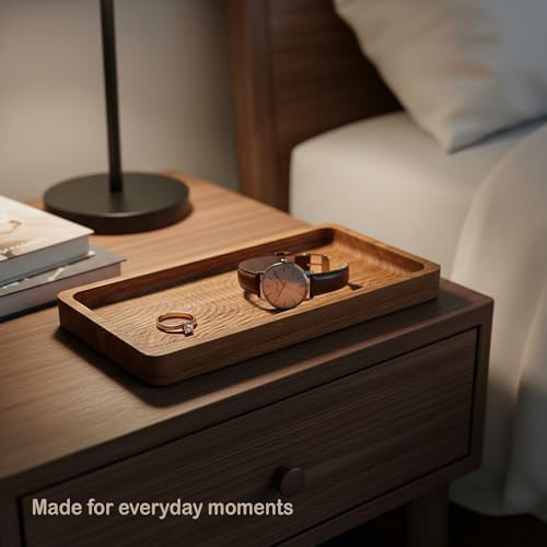 SRCraft Cherry Valet Tray for Men and Women, Wooden Catchall Organizer - Image 7