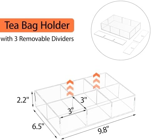Tasybox Acrylic Tea Bag Organizer, Clear Tea Bag Holder, Drawer Organizer - Image 3