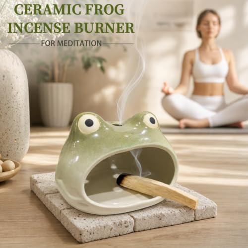 Handcrafted Ceramic Frog Incense Burner Mini Palo Santo Holder - Image 4
