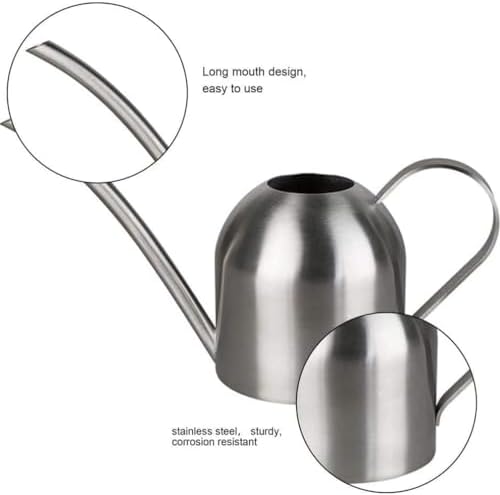 Metal Indoor Plant Watering Can, 500ml/17OZ Stainless Steel Small Watering Can Pot with Long Spout, Mini Garden Watering Pot with Comfort Handle for Office House Balcony Succulent Flowers - Image 3