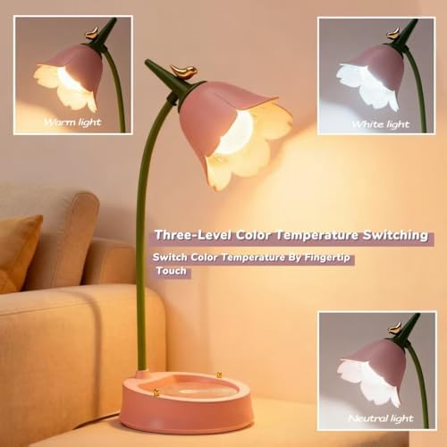 magical JD LED Desk Lamp Cordless Table Light Adjustable Gooseneck Dimmable Touch Rechargeable Battery Eye-Caring Night Light for Kids,Mini Cute Lamp for College Dorm Bedroom Reading - Image 2