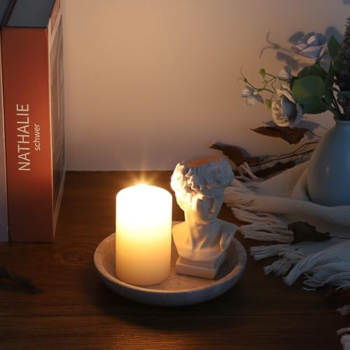 Hipiwe Small Key Bowl for Entryway, 5.5" Round Natural Travertine Tray - Image 4