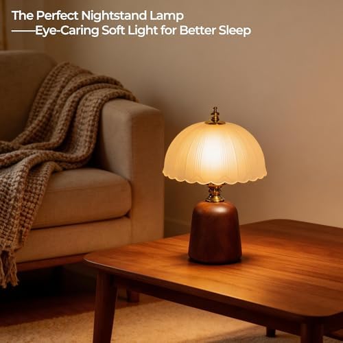 Small 13 Inch Dimmable Rubberwood Table Lamp - Image 2