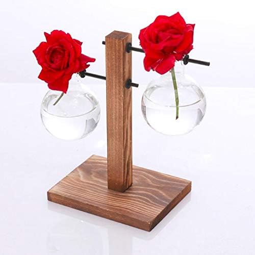 Kingbuy Hydroponic Glass Vase with Retro Wooden Stand - Image 6