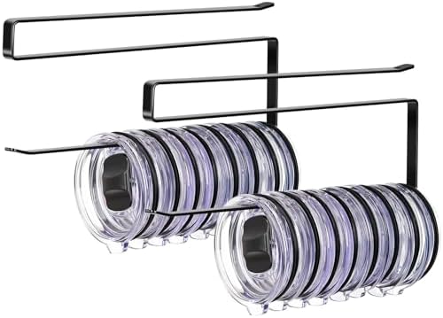 2 Pack Tumbler Lid Organizer, Versatile Tumbler Storage Holds 20 Lids Black by JOLENSOY